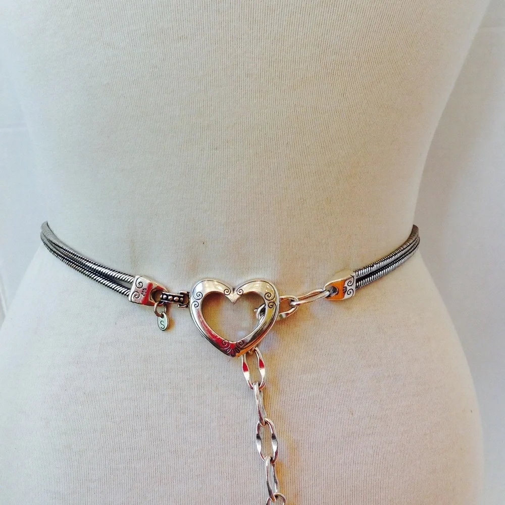 Vintage Silver Heart Belt Metal MeshBuckle Belt